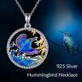 wholesale 925 Sterling Silver Blue Hummingbird Pendant with Gold Leaves and Moonstone Accent-0-5
