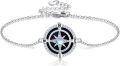 wholesale 925 Sterling Silver Compass Moonstone Initials Charm Bracelet for Women Girls Gifts-0-0