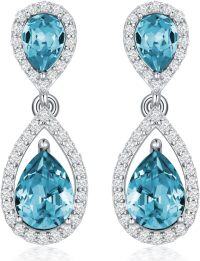 wholesale Sterling Silver Moissanite Birthstone Dangle Earrings for Women-12-December