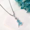 wholesale 925 Sterling Silver Turquoise Music Violin Pendant Necklace for Women Girls s-0-2
