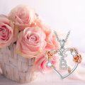 wholesale 925 Sterling Silver Zircon Rose Heart Initial Letter Pendant Necklace for Women-0-3