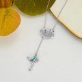 wholesale 925 Sterling Silver Green Enamel Leaf & Frog Adjustable Lariat Necklace-0-4