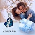 wholesale 925 Sterling Silver Mom Blue Crystal Heart I Love You Pendant Necklace-0-4