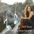 wholesale 925 Sterling Silver Blue Moonstone Musical Note Dangle Earrings-0-2