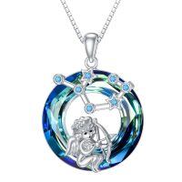wholesale 925 Sterling Silver Zodiac Necklace with 12 Constellations Horoscope Heart Pendant for Women-02-Sagittarius Necklace(11.23-12.21)-02-Sagittarius Necklace(11.23-12.21)