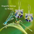 wholesale TOUPOP Dragonfly Gifts For Women Sterling Silver Dragonfly Earrings With Circle Crystal Dragonfly Dangle Drop Earrings Jewelry Gifts For Women Mom Birthday Christmas -0-3