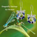 TOUPOP Sterling Silver Crystal Dragonfly Circle Dangle Drop Earrings-0-3