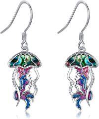 wholesale  925 Sterling Silver Jellyfish Earrings Dangle, Hypoallergenic, Nickel-Free, Lead-Free, Cadmium-Free, Sensitive Skin Friendly, Handmade, 0.46 x 0.88 Inch, Gift Box Included for Women Girls-Jellyfish
