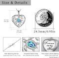 wholesale 925 Sterling Silver Turtle Blue Opal Heart Lockets Necklaces for Women Birthdays Gift Ideas-0-5