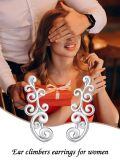 TOUPOP Sterling Silver Stone Ear Climbers Crawler Earrings Hypoallergenic Gift For Her-0-4