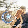 wholesale Sterling Silver Sun Moon Necklace w Blue Opal White Opal Abalone Labradorite Moonstone Gift for Teen Girls-0-5