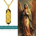 wholesale 925 Sterling Silver Virgin Mary Pendant with Black Onyx and Gold Chain 36 inches Long-0-4