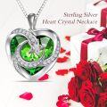 wholesale 925 Sterling Silver Heart Crystal Moon Star Necklace Women s Birthstone Jewelry Gift-0-3