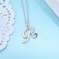 wholesale TOUPOP Christmas & Birthday Gifts: Initial Necklaces - 925 Sterling Silver Letter Pendants With Birthstone A-z -0-2