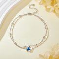 wholesale 925 Sterling Silver Blue Crystal Turtle Charm Anklet for Women-0-4
