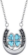 wholesale 925 Sterling Silver Turquoise and Moonstone Horseshoe Clover Star Pendant Necklace-0-0