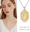 wholesale 925 Sterling Silver Plated Gold Metal Virgin Mary Pendant Necklace with Stones and Chain - Catholic Religious Jewelry for Women Gifts-0-5