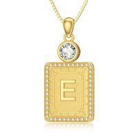 wholesale 925 Sterling Silver A-Z Initial Pendant Necklaces for Women-E