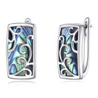wholesale 925 Sterling Silver Abalone Shell Celtic Dragonfly Filigree Rectangle Hoop Earrings-Filigree