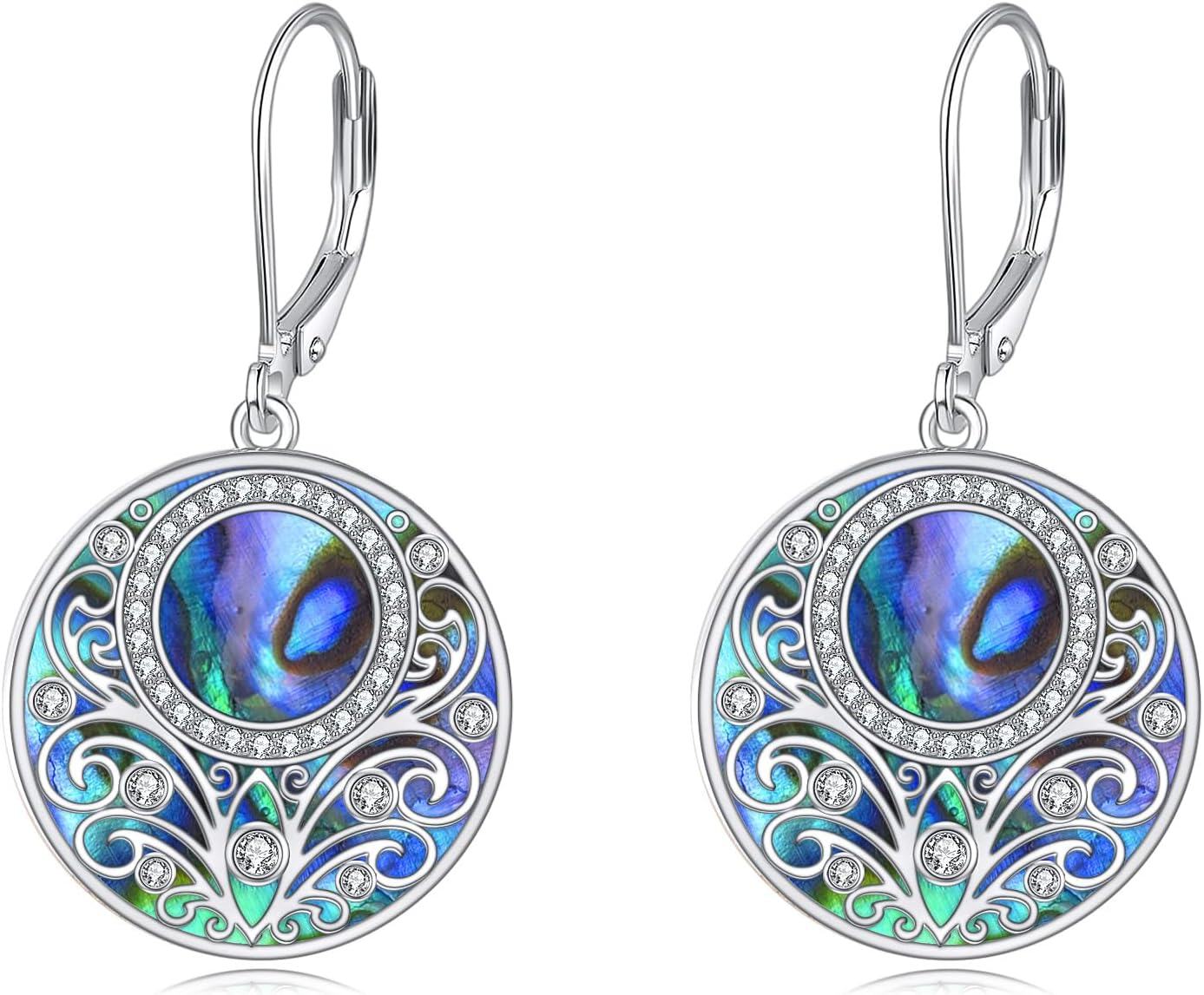 Sterling Silver Celtic Teardrop Filigree Earrings Jewelry Gifts for Women-Abalone Filigree Earrings