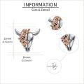 wholesale 925 Sterling Silver Cow Skull with Flowers Stud Earrings for Women-0-4