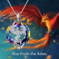 wholesale Sterling Silver Crystal Phoenix Pendant Necklace for Women - Rhodium Plated-0-1