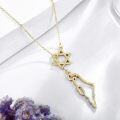 wholesale Gold 925 Sterling Silver Star Of David State Map Necklace - Israel/Africa/Texas  for Women Men Kids-0-4