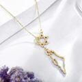 wholesale Gold 925 Sterling Silver Star Of David State Map Necklace - Israel/Africa/Texas  for Women Men Kids-0-4
