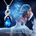 TOUPOP Sterling Silver Blue Crystal Teardrop Infinity Pendant Necklace-0-5
