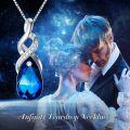 TOUPOP Sterling Silver Blue Crystal Teardrop Infinity Pendant Necklace-0-5