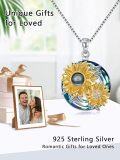 wholesale 925 Sterling Silver Sunflower Blue Crystal Pendant Necklaces - Romantic Gift for Her-0-1