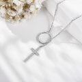 wholesale 925 Sterling Silver Cross Pendant Circle Chain Necklace Christian Faith s for Her-0-2