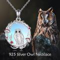 wholesale 925 Sterling Silver Owl Pendant with Mushrooms and Branches Necklace for Women-0-5