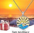 wholesale 925 Sterling Silver Blue Opal Ocean Wave Pendant Necklace Sea Sun s for Her-0-3