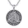 TOUPOP 925 Sterling Silver Viking Wolf Thor's Hammer Vegvisir Tree Of Life Compass Pendant Norse Amulet-0-0