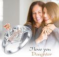 wholesale TOUPOP Gifts For Daughter Daughter Ring I Love You Daughter With Rose Flower 925 Sterling Silver Ring Daughter Birthday Gifts Jewelry Love Heart Ring For Daughter -0-1