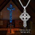 wholesale 925 Sterling Silver Celtic Cross Tree Of Life Pendant Irish Knot Necklace For Men & Women-0-5