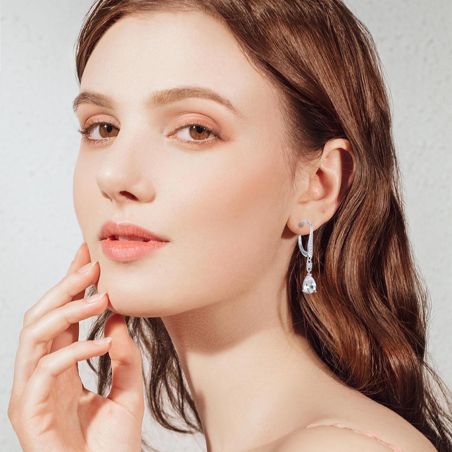 Sterling Silver Austrian Crystal Teardrop Leverback Earrings Women s Gift-0-3