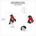wholesale 925 Sterling Silver Black Penguin Red Scarf Enamel Zircon Drop Earrings-0-4