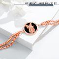 wholesale 925 Sterling Silver Plated Rose Gold My Guardian Angel Protect Me Charm Bracelet with Black Onyx Stone and Religious Symbols-0-3