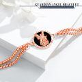 wholesale 925 Sterling Silver Plated Rose Gold My Guardian Angel Protect Me Charm Bracelet with Black Onyx Stone and Religious Symbols-0-3