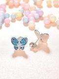 wholesale 925 Sterling Silver Blue Butterfly Cubic Zirconia Stud Earrings For Women-0-1