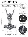 wholesale 925 Sterling Silver Viking Thor's Hammer Pendant Necklace w/ 24 Rolo Chain for Men-0-1