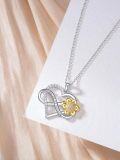 wholesale 925 Sterling Silver You Are My Sunshine Heart Pendant Necklace for Women-0-5