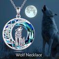 wholesale TOUPOP Wolf Necklace Sterling Silver Crystal Wolf Jewelry For Women Birthday Christmas Gifts -0-1