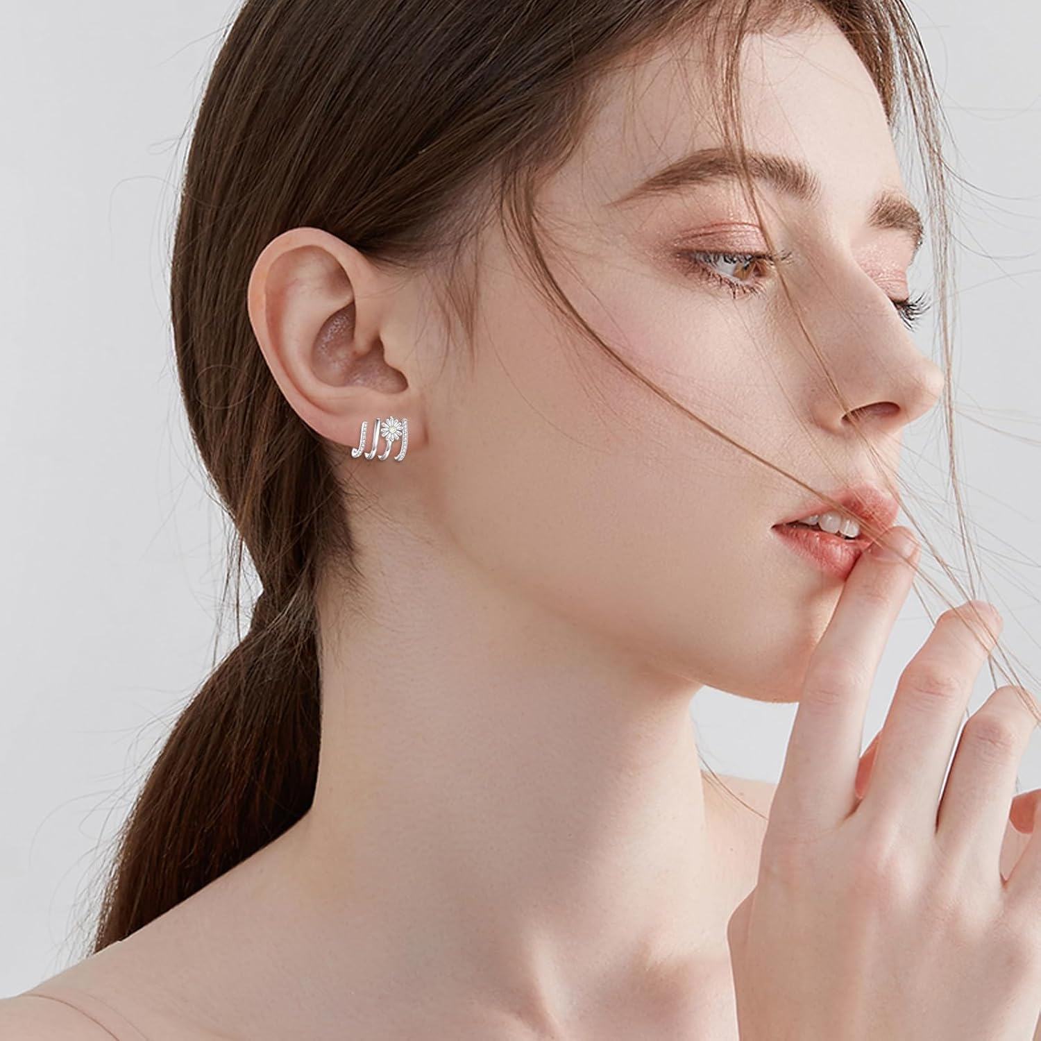 Sterling Silver Cubic Zirconia Claw Earrings Ear Cuff for Women-0-1