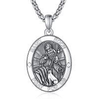 wholesale 925 Sterling Silver Patron Saint Medal Amulet Necklace for Men 2 5mm 22 +2 Chain-A39-Saint Roch