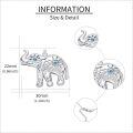 wholesale 925 Sterling Silver Elephant Pendant with Blue Crystal Eyes and Floral Design - Unique Animal  for Her-0-2