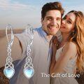 wholesale 925 Sterling Silver Heart-Shaped Moonstone Celtic Knot Drop Earrings with Leverbacks for Women-0-2