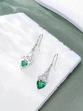 wholesale 925 Sterling Silver Heart Birthstone Celtic Knot Dangle Leverback Earrings-0-83